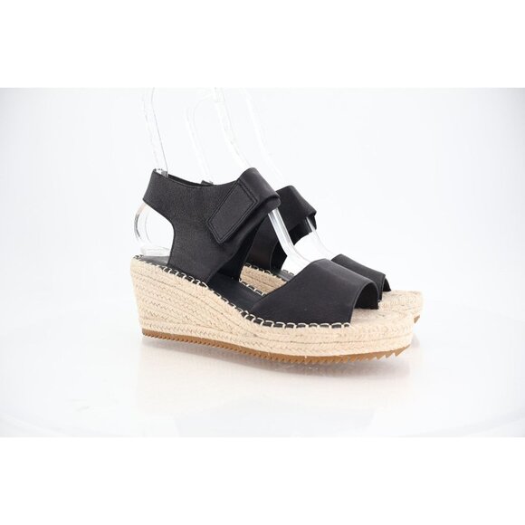 Eileen Fisher Women Weslia Leather Ankle Strap Wedge Espadrille Sandals Size 8.5 - Picture 2 of 12